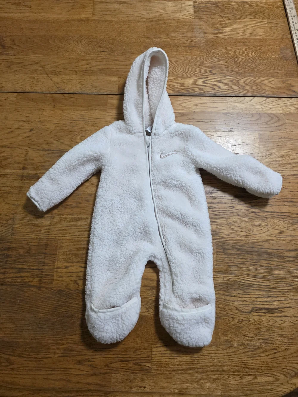 Nike Cream Sherpa Hooded Baby One-Piece Footie